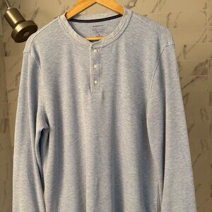 Cole Haan Light Blue Long Sleeve Henley - Medium